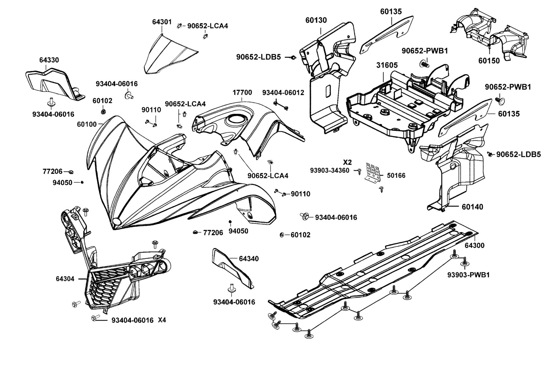 MAXXER 450I Fender Front parts diagram