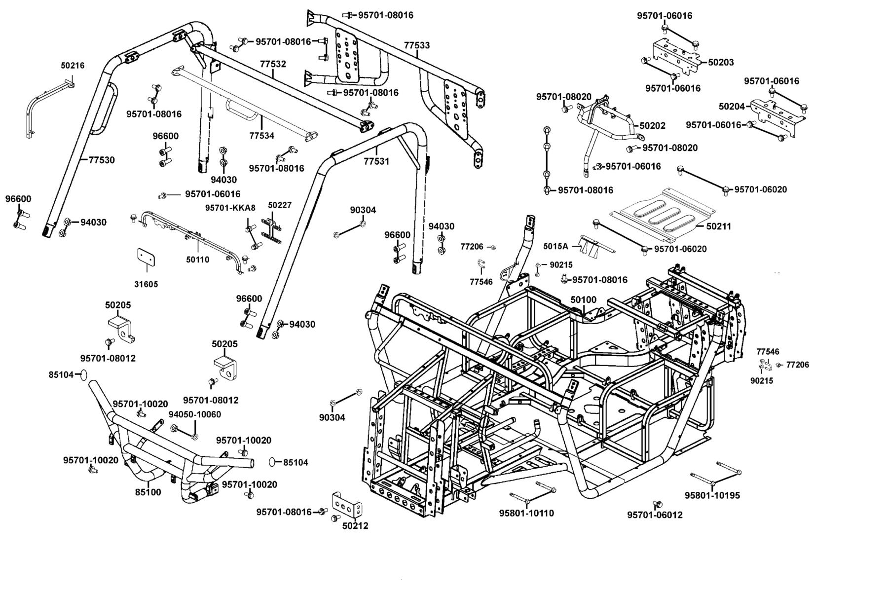 UXV 700i 2023MY Frame Body parts diagram