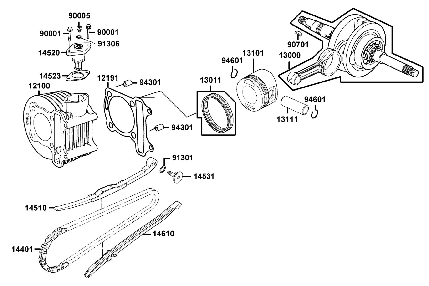 AGILITY 125(2021~) Cylinder ● Piston ● Crankshaft parts diagram