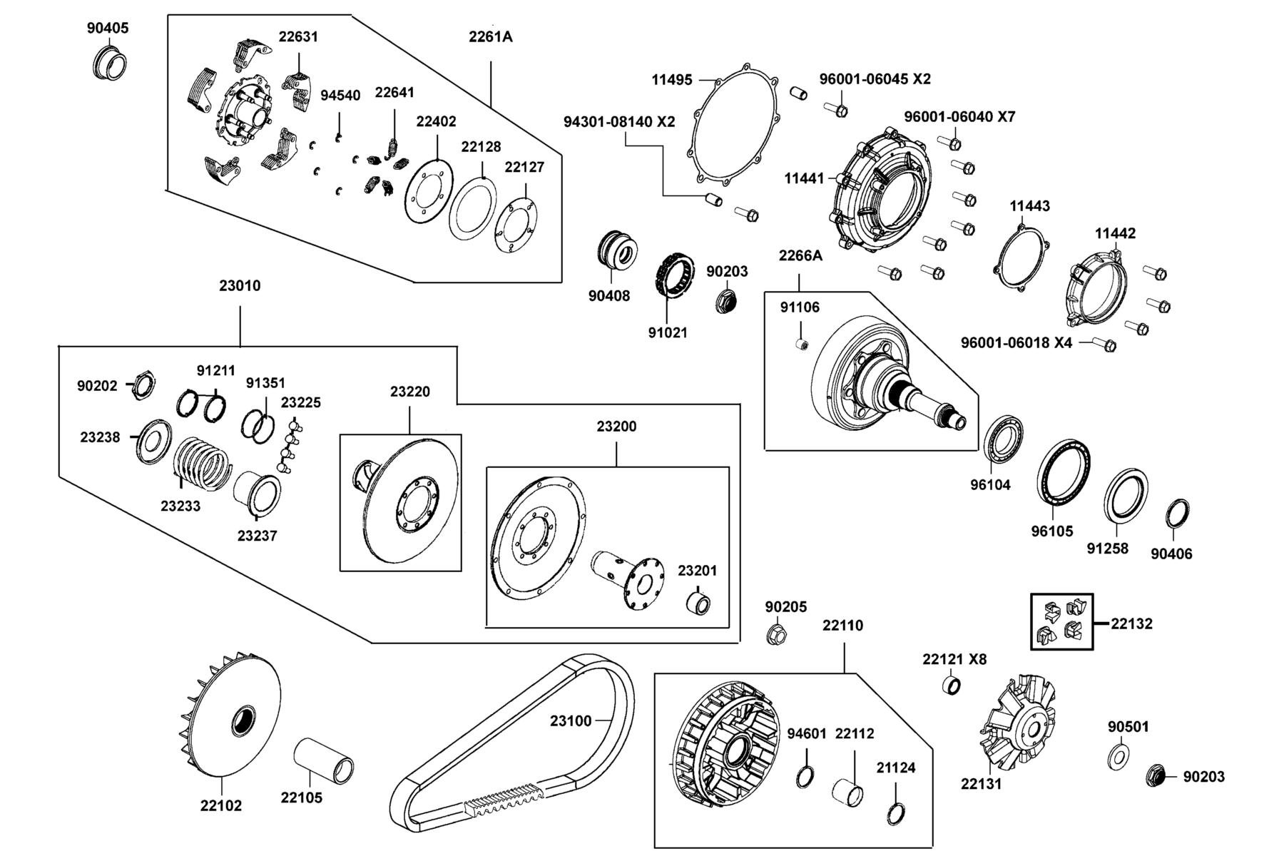 UXV 700i (2017~) Drive Pulley parts diagram
