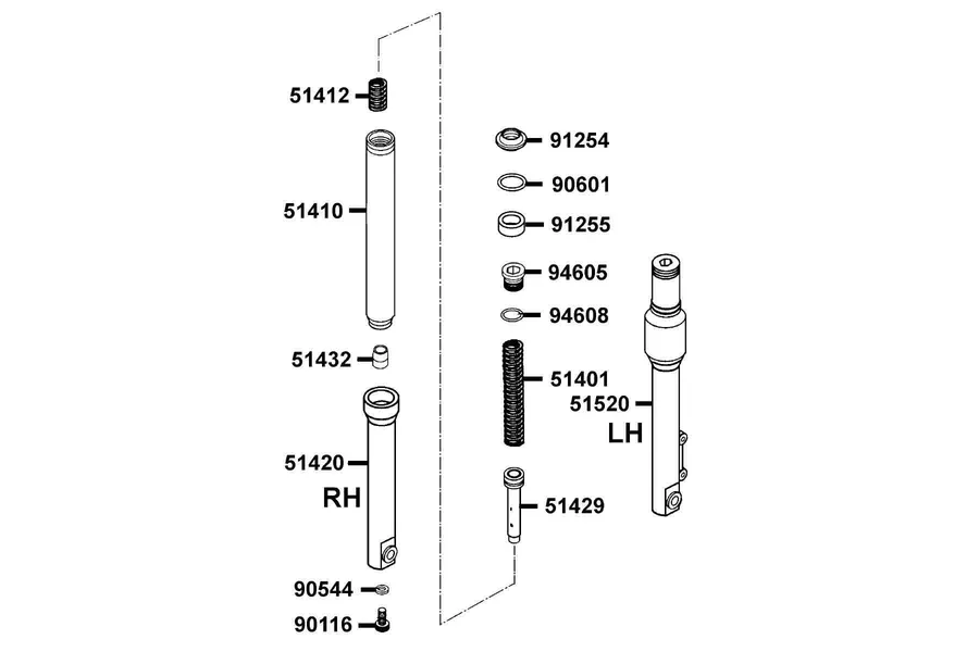 F23 Separated Parts Of Fr Fork parts diagram