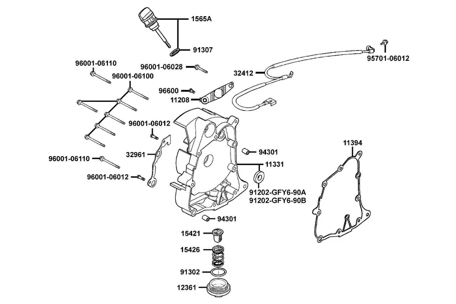 E04 Right Crankcase Cover parts diagram