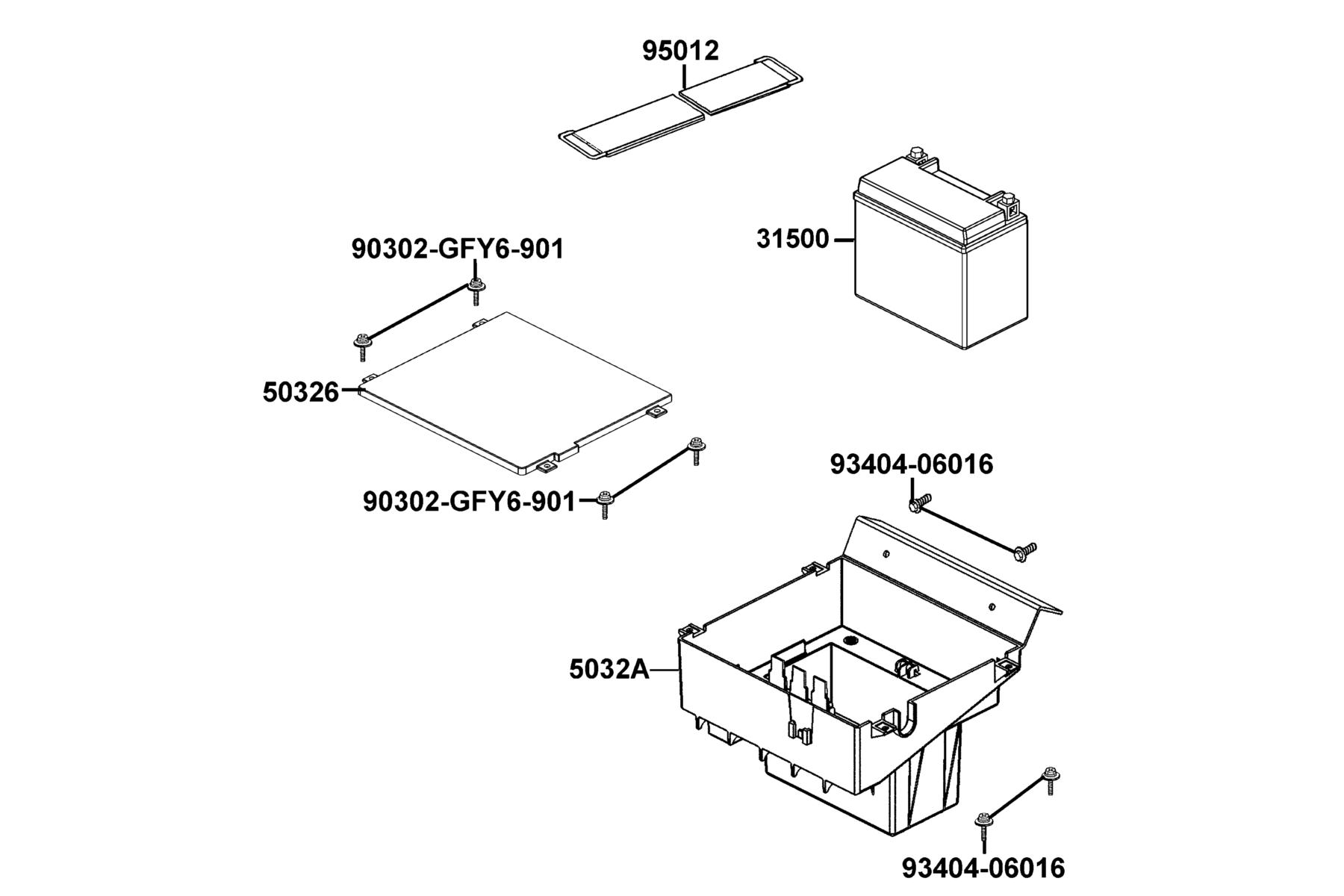 KYMCO UXV 500cc (2014+) Battery parts diagram