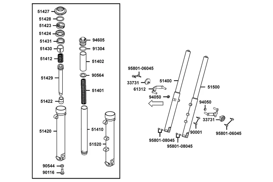 F08 Front Fork parts diagram