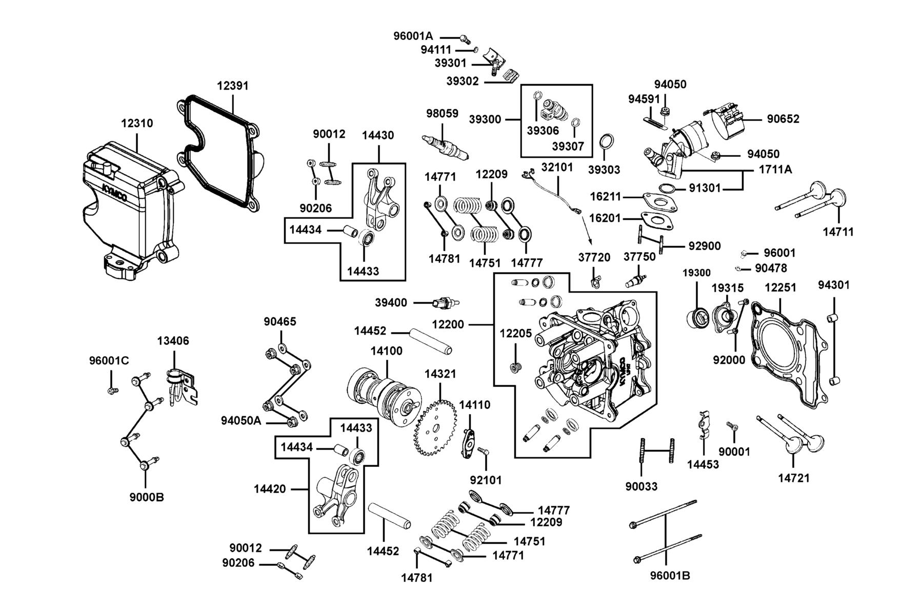 DOWNTOWN GT 125 Cylinder Head Cover ● Cylinder Head parts diagram