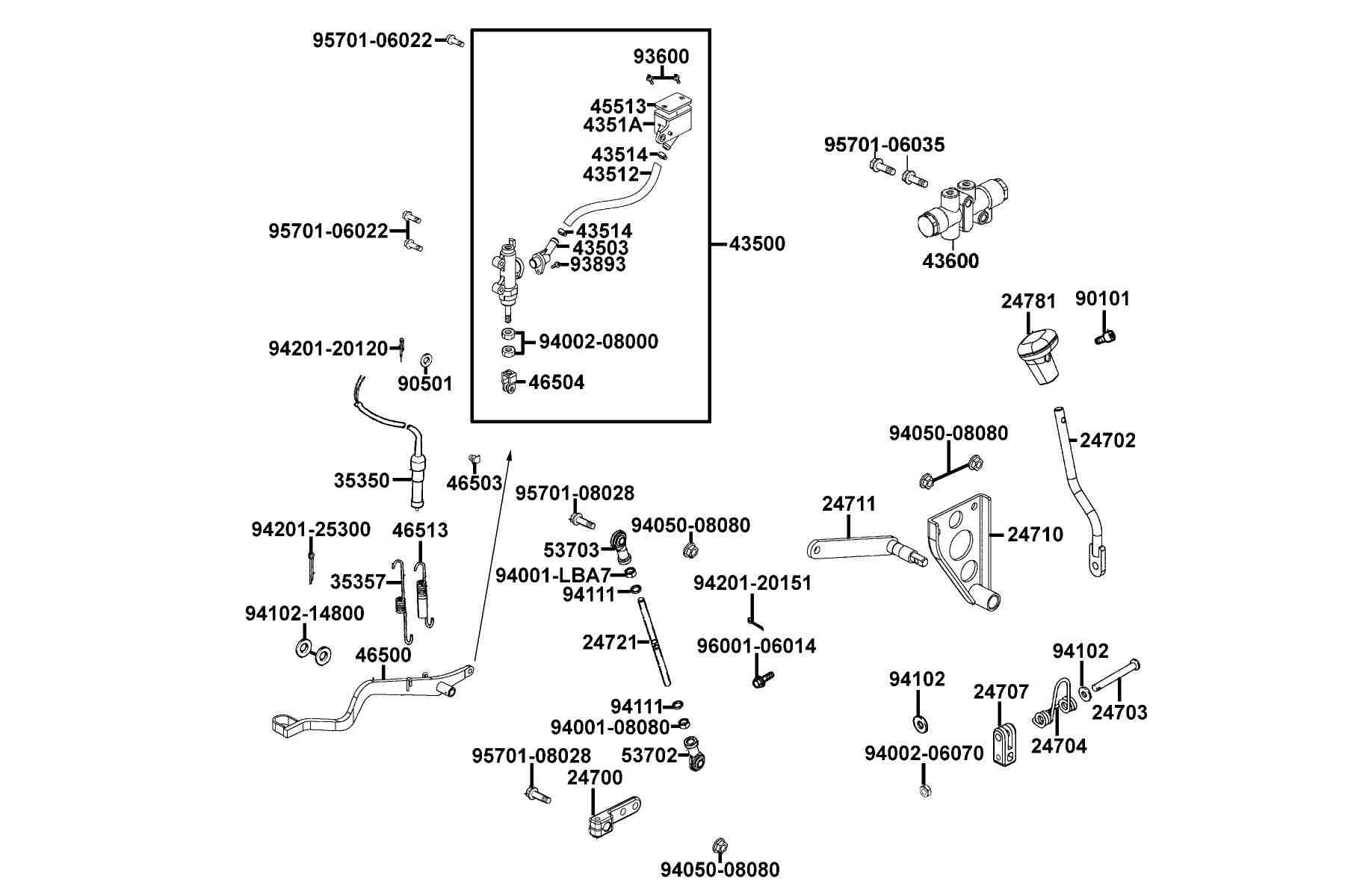 KYMCO MXU 300 (2009-2009) Master Cylinder Rear parts diagram