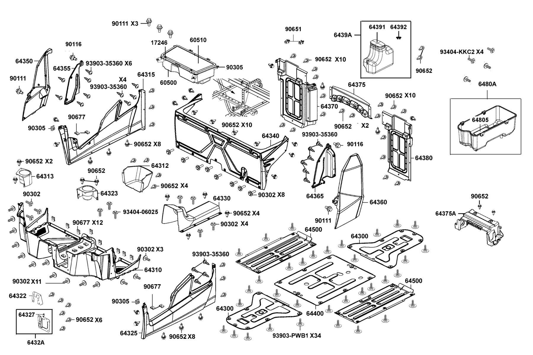 UXV 450i(2020) Floor Panel●Box Assy Luggage parts diagram