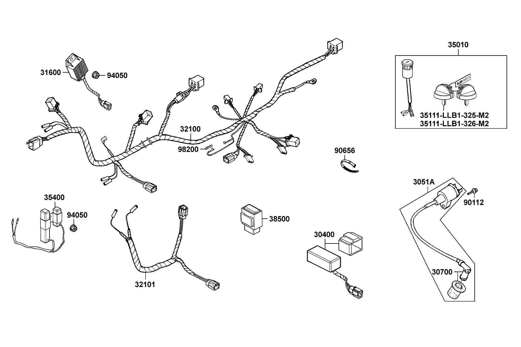 KYMCO Mongoose 90 (2004) Wire Harness parts diagram