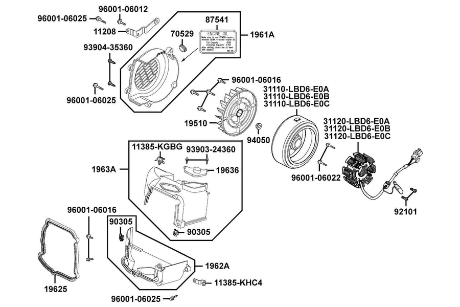 E07 Fan Cover and Generator parts diagram