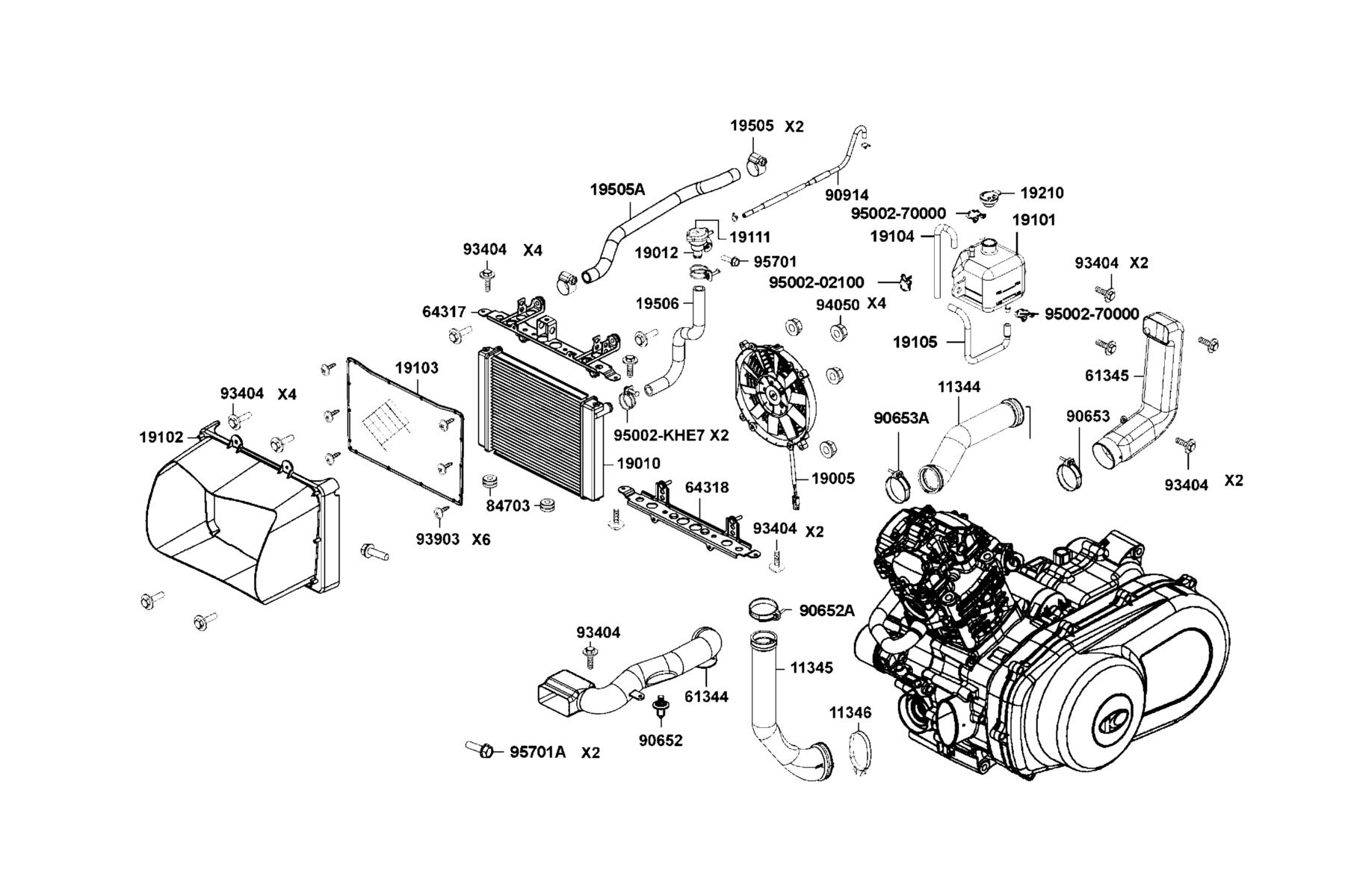 MXU 700i LE Radiator parts diagram