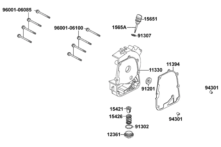 E04 Right Crankcase Cover parts diagram