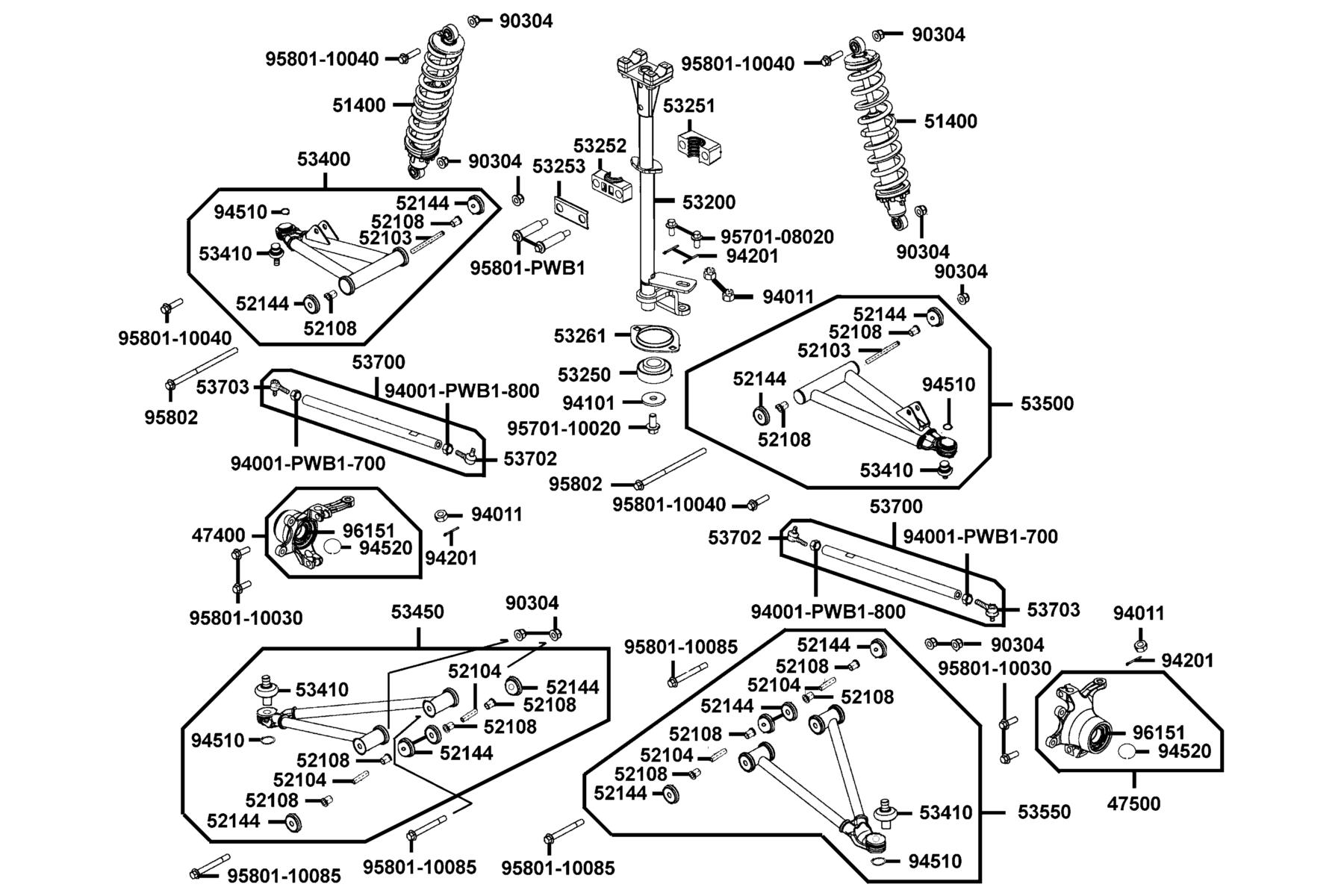 MXU 450i (2024) Post Steering parts diagram