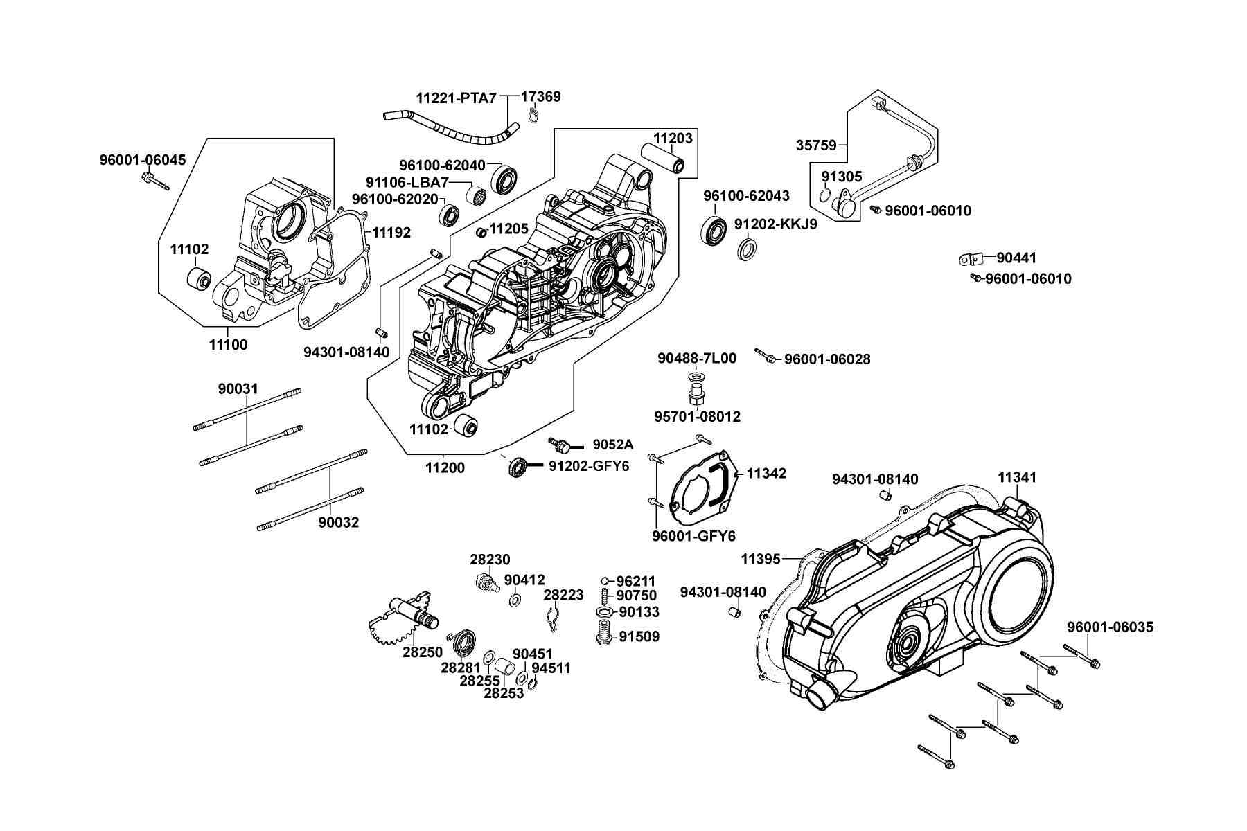 KYMCO MONGOOSE 90 (2013) Crank Case parts diagram