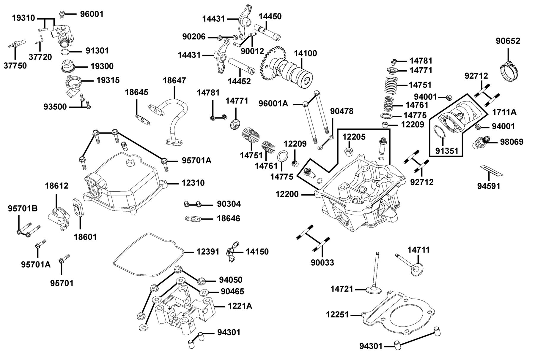 MXU 270 (2016~) Cylinder Head Cover ● Cylinder Head parts diagram