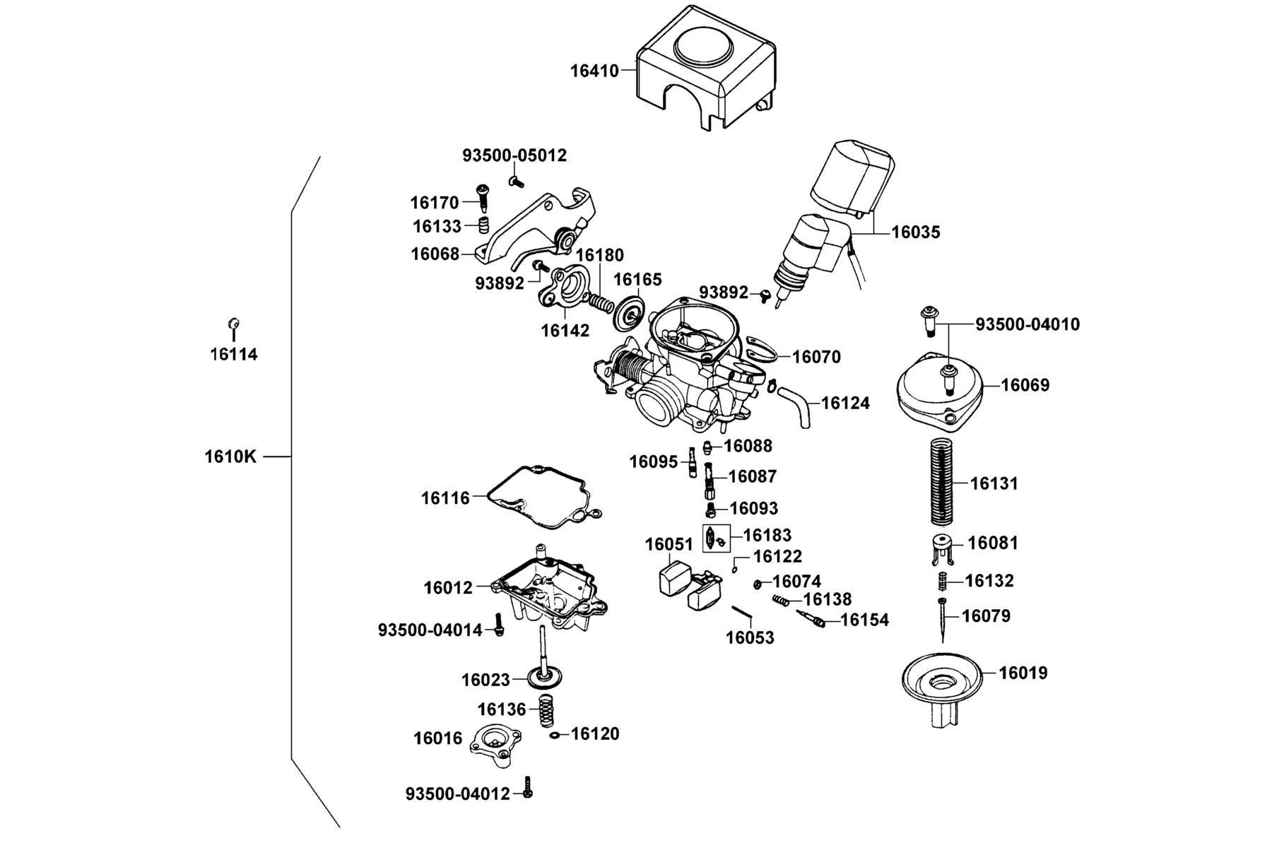 Agility 50(2016~) Carburetor parts diagram