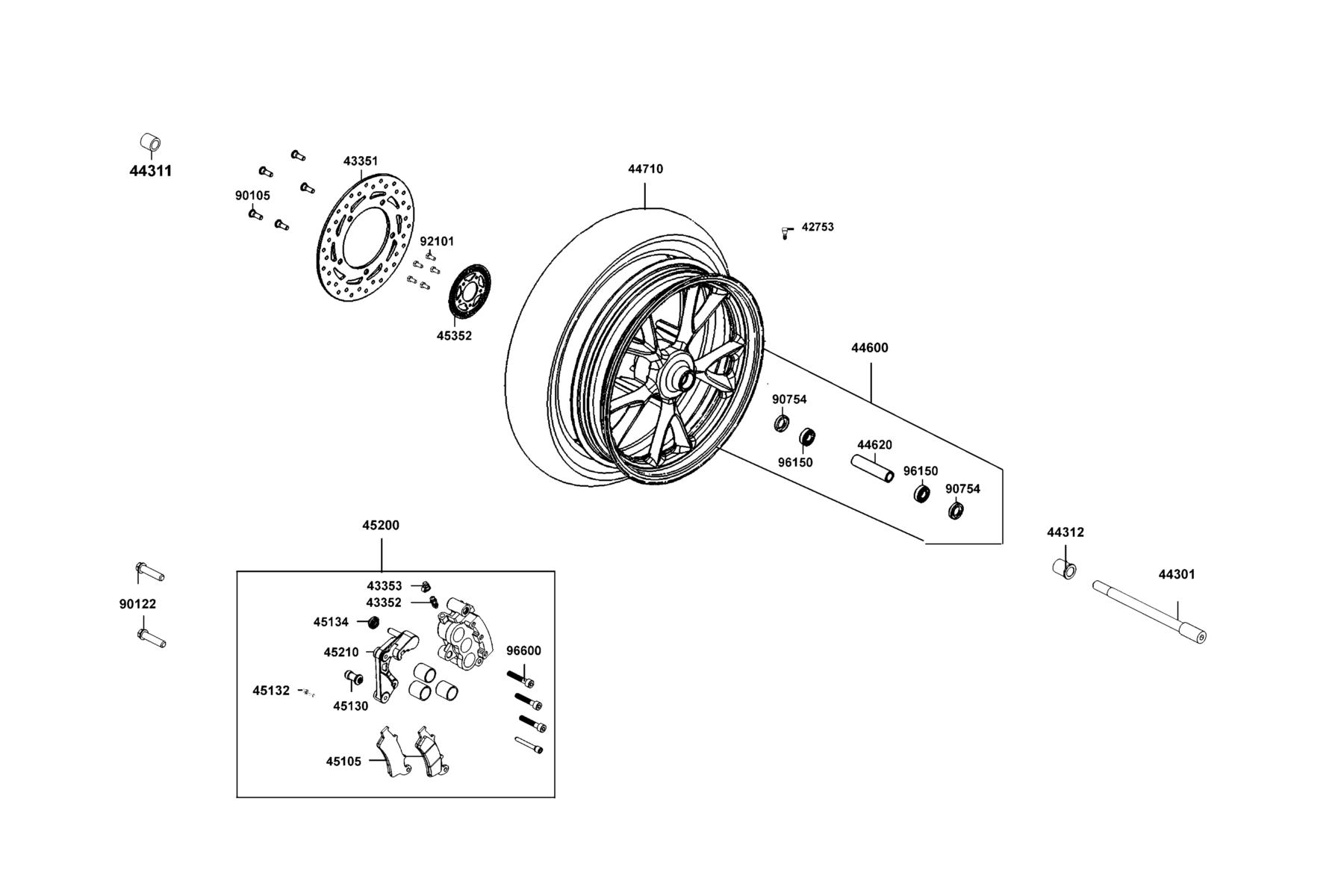 PEOPLE GTi 300 (2016~) Front Wheel parts diagram