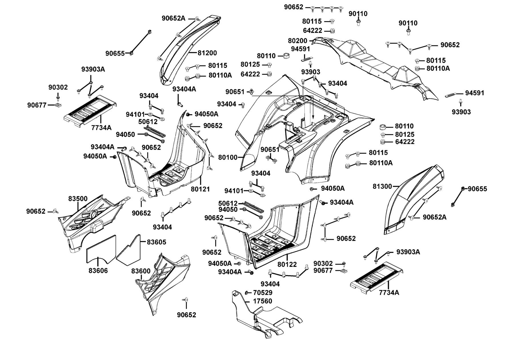 KYMCO MXU 500 (OFF ROAD) Fender Rear parts diagram