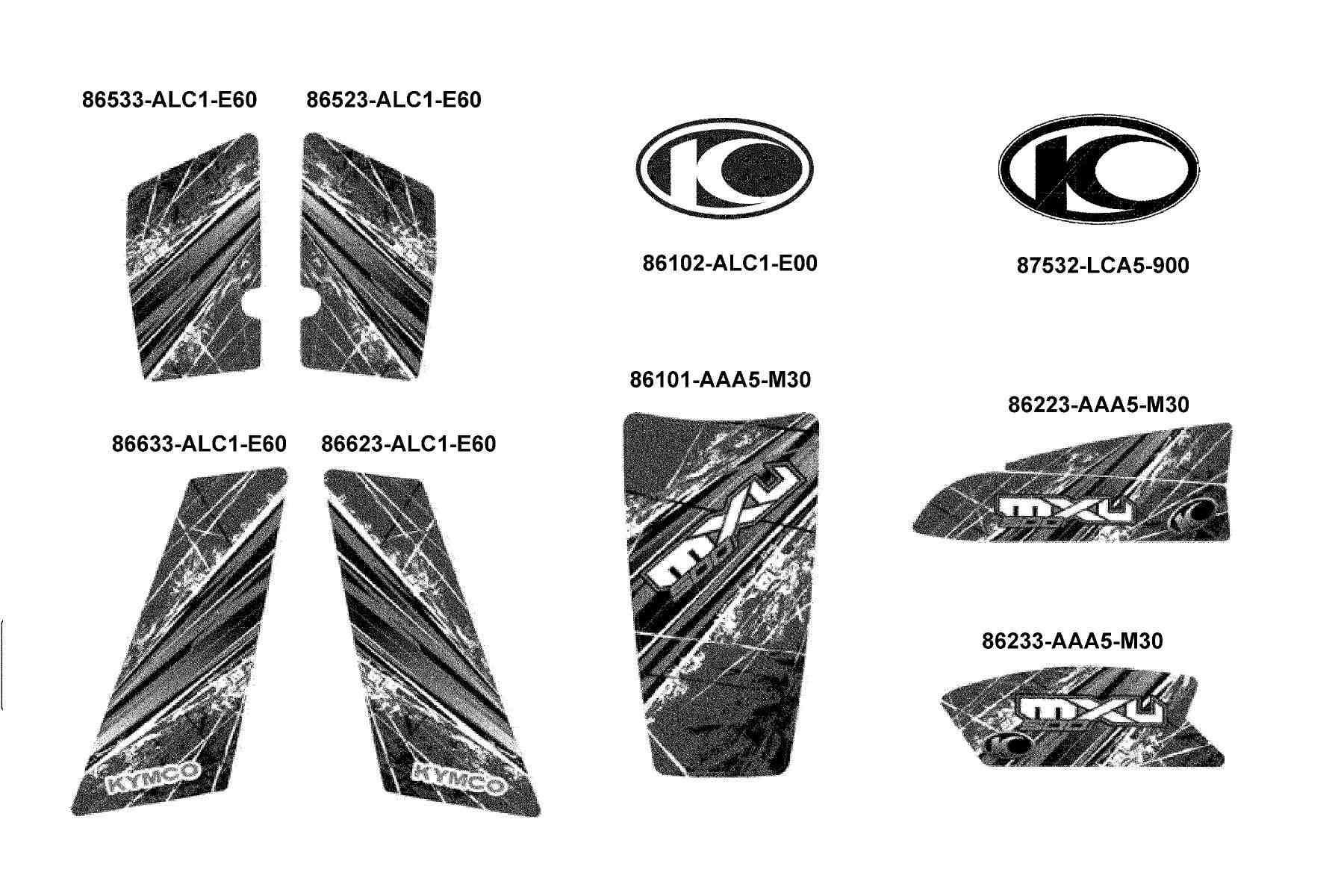 KYMCO MXU 500i (2013+) Emblem and Stripe parts diagram