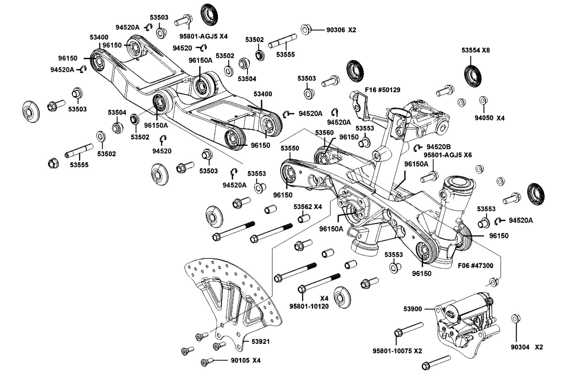 CV3 2023 TILTING ARM ASSY LWR FR parts diagram