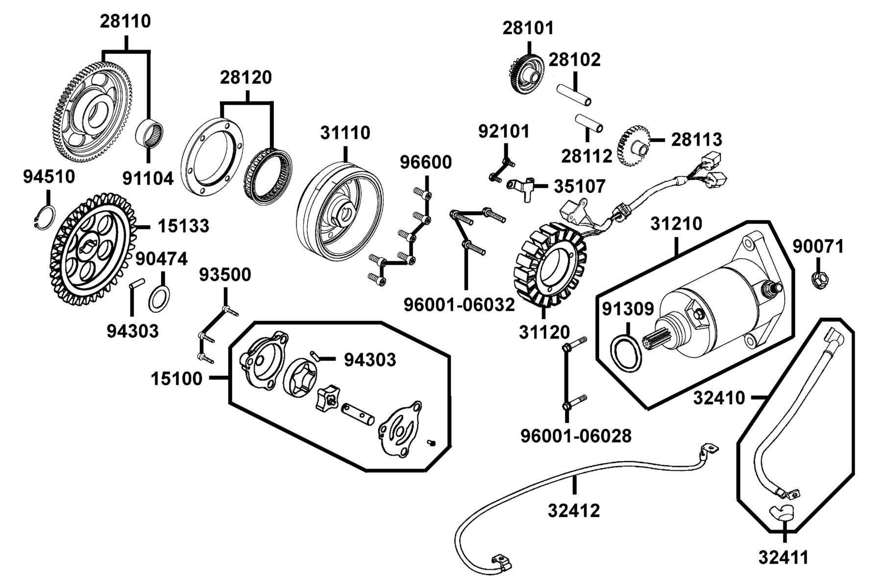 MAXXER 450i (2021) Starting Motor ● Generator parts diagram