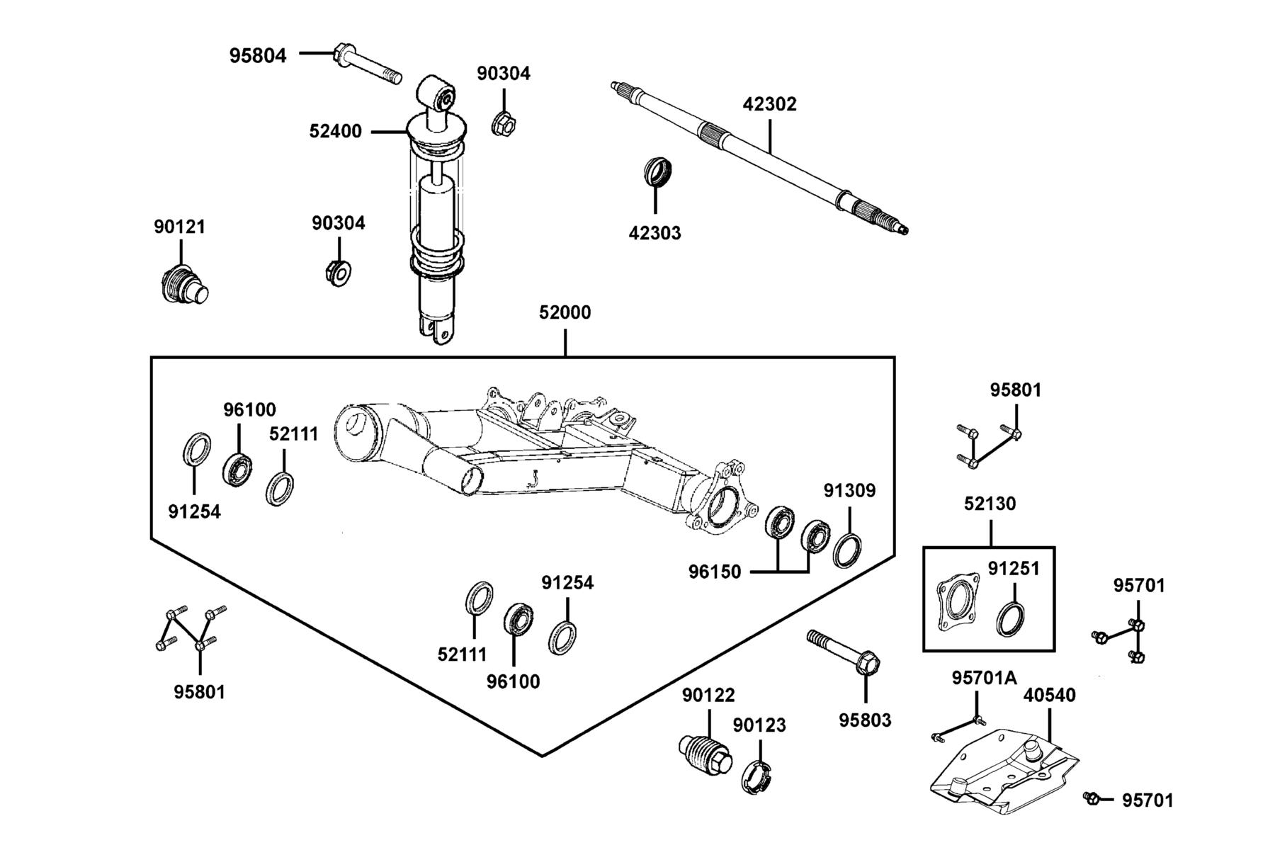 MXU 270I EURO 2026MY Rear Fork parts diagram