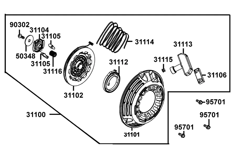 E12 Recoil Starting parts diagram