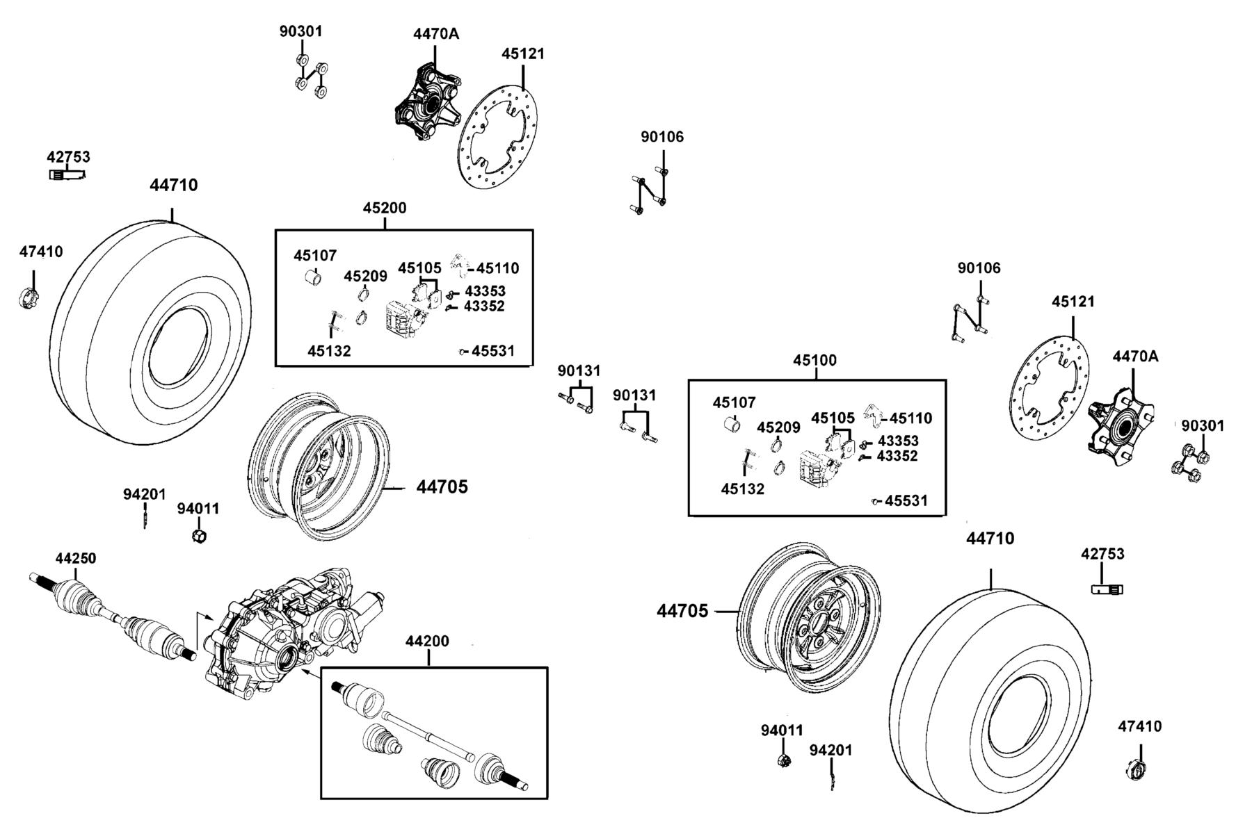 MXU Front Wheel parts diagram