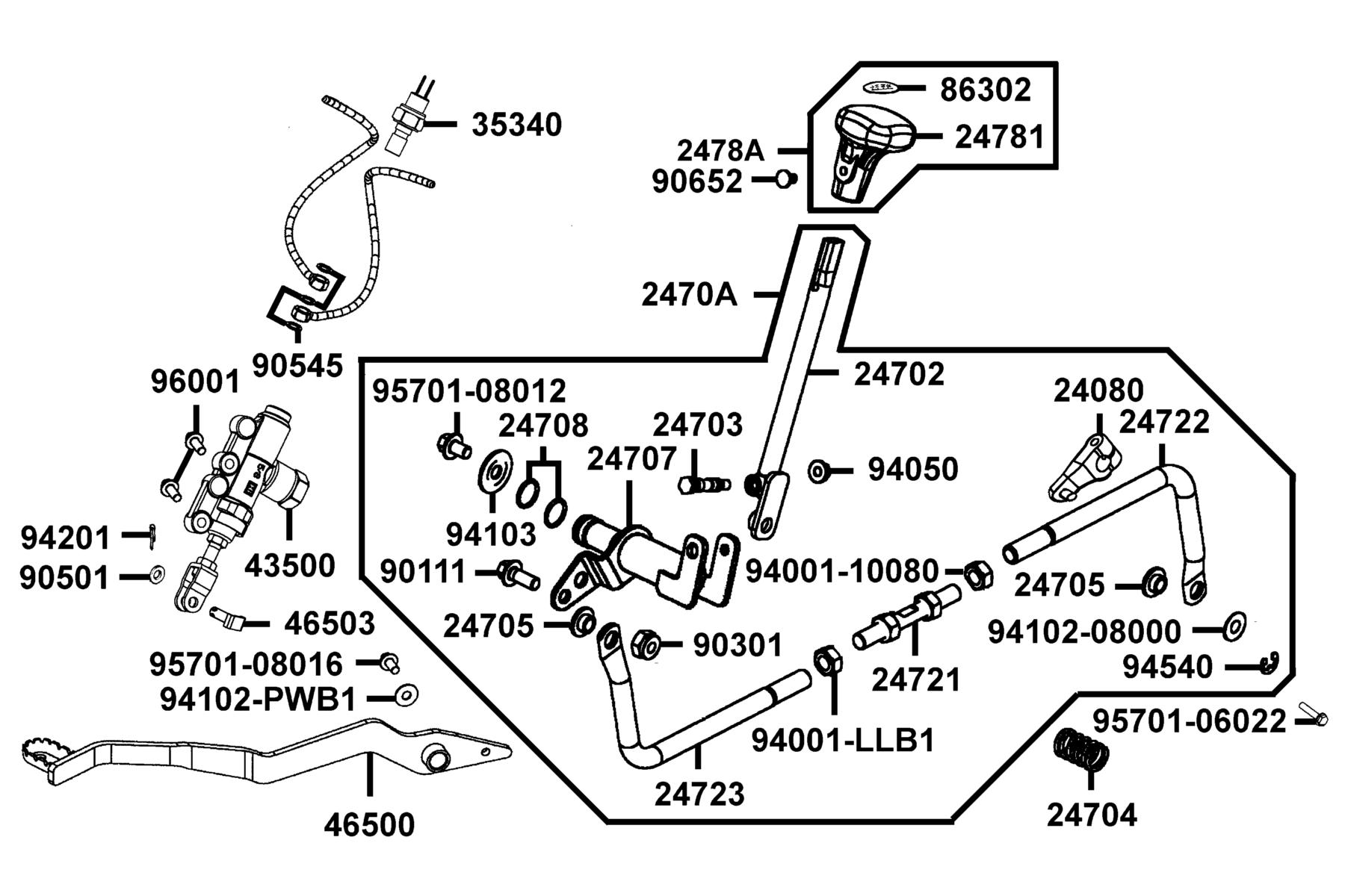 MXU 450i (2017~) Fwd / Rev Shift Assy ● Master Cylinder Rear parts diagram