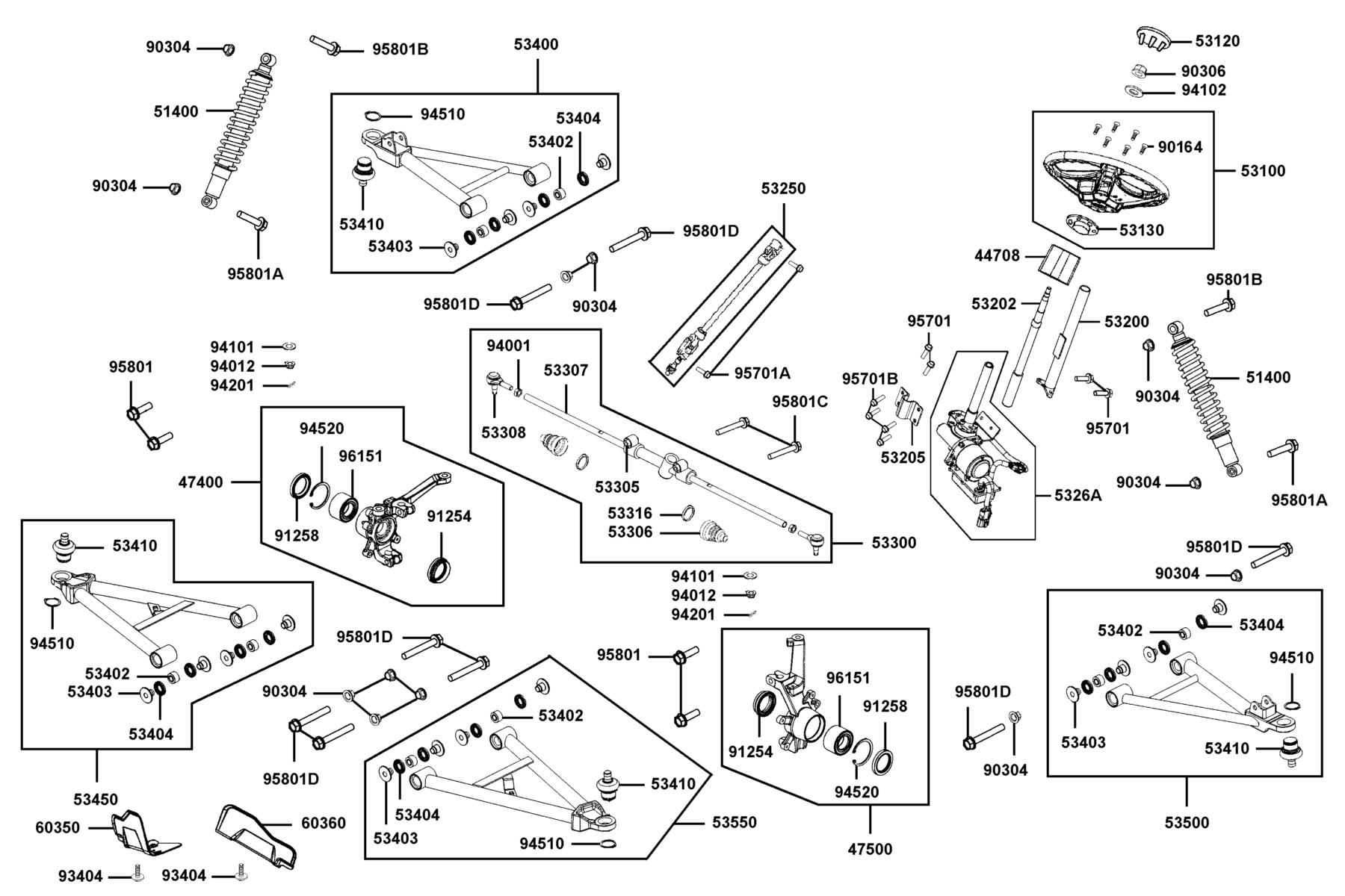 UXV 700i LE PRIME(2018) Cushion Assy Fr● Wheel Assy Steering parts diagram