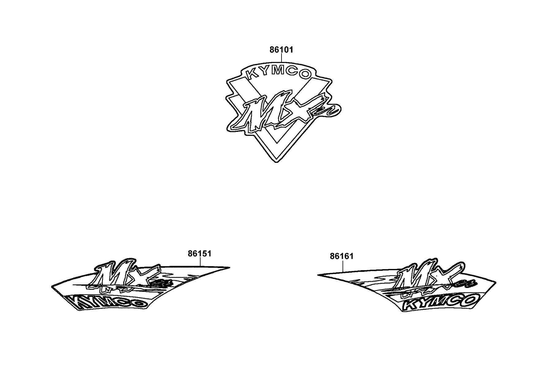 KYMCO Mxer 150 (2002) Emblem and Stripe parts diagram