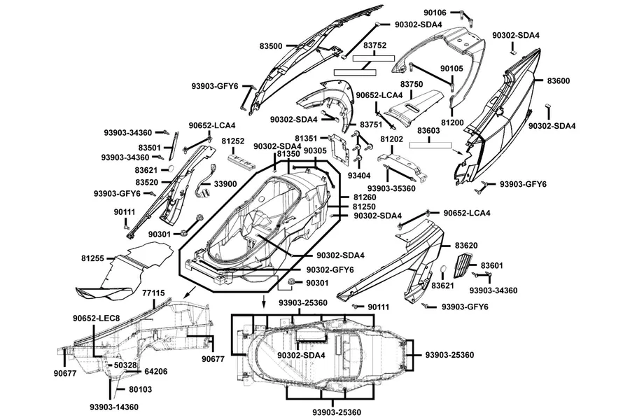 F12 Body Cover and Luggage Box parts diagram