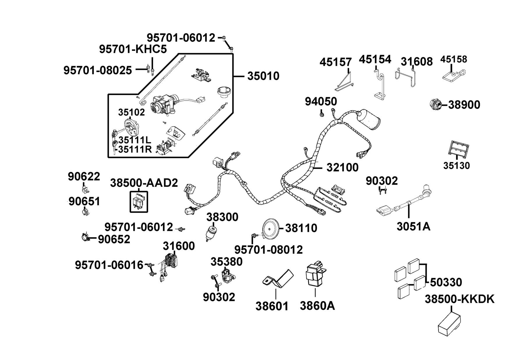 LIKE(2)50(2019~) Wire Harness parts diagram