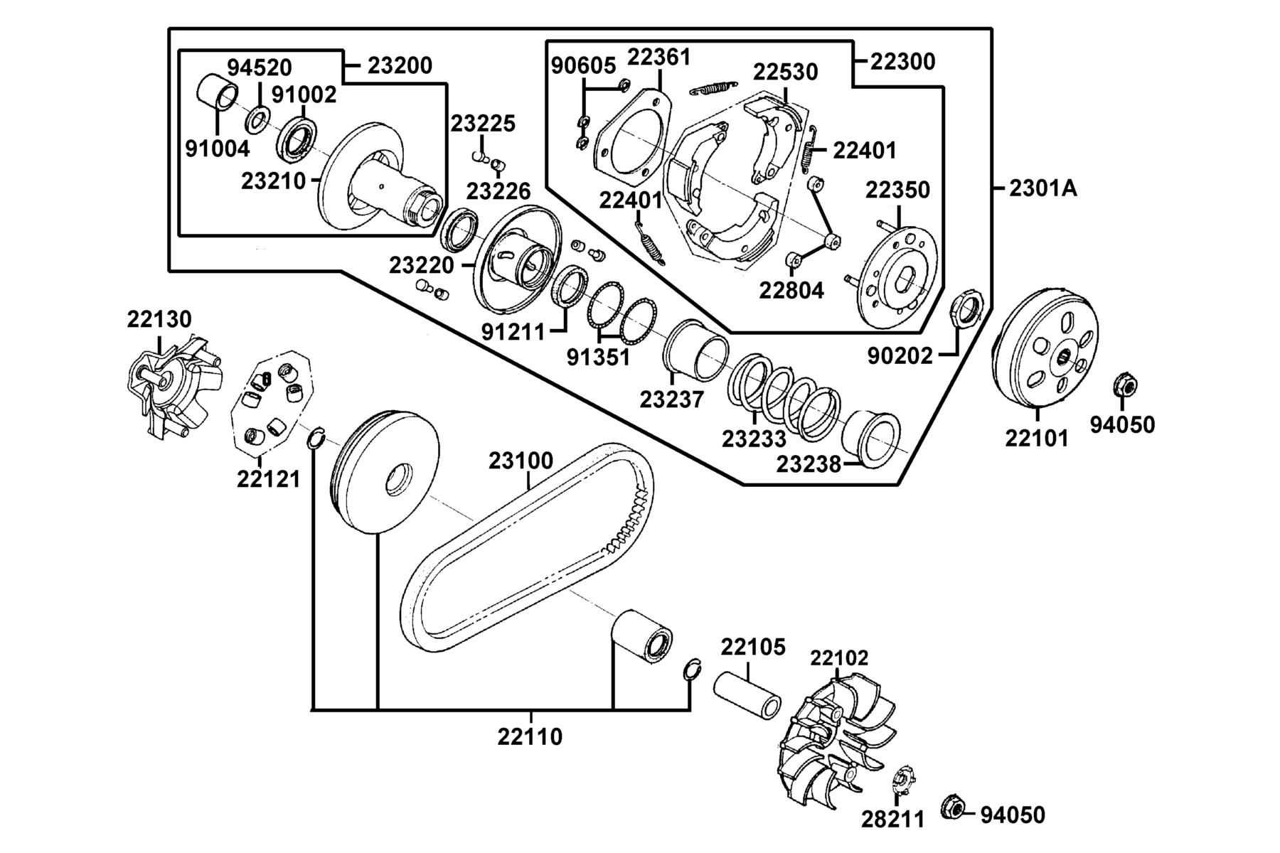 New People S 150(2023) Driven Pulley parts diagram