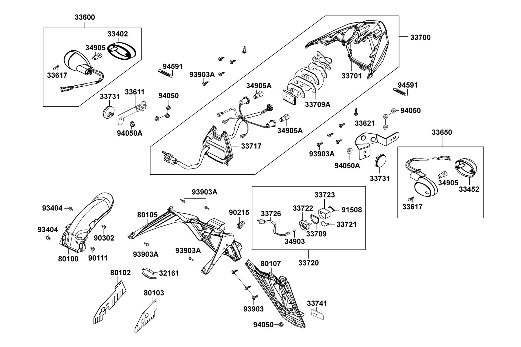 KYMCO MOVIE 150 (2013) Tail Light and Rear Fender parts diagram