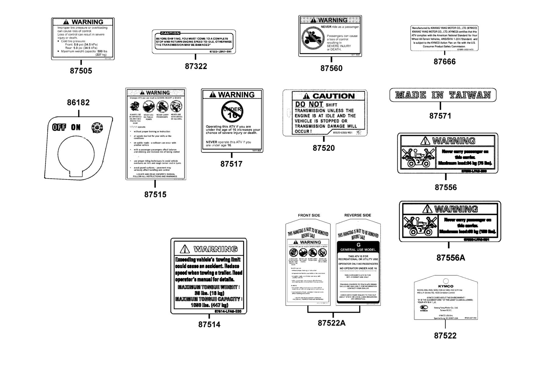 MXU 450i (2024) Caution Label parts diagram