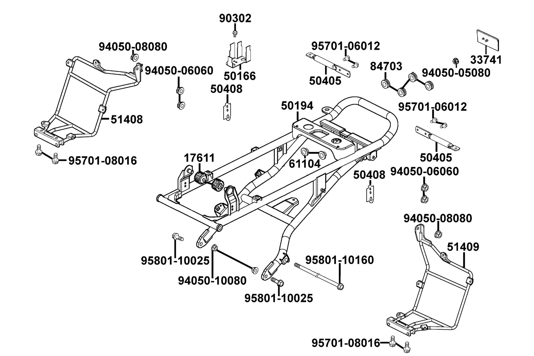 KYMCO MONGOOSE 250 Rear Pipe Sub Frame parts diagram