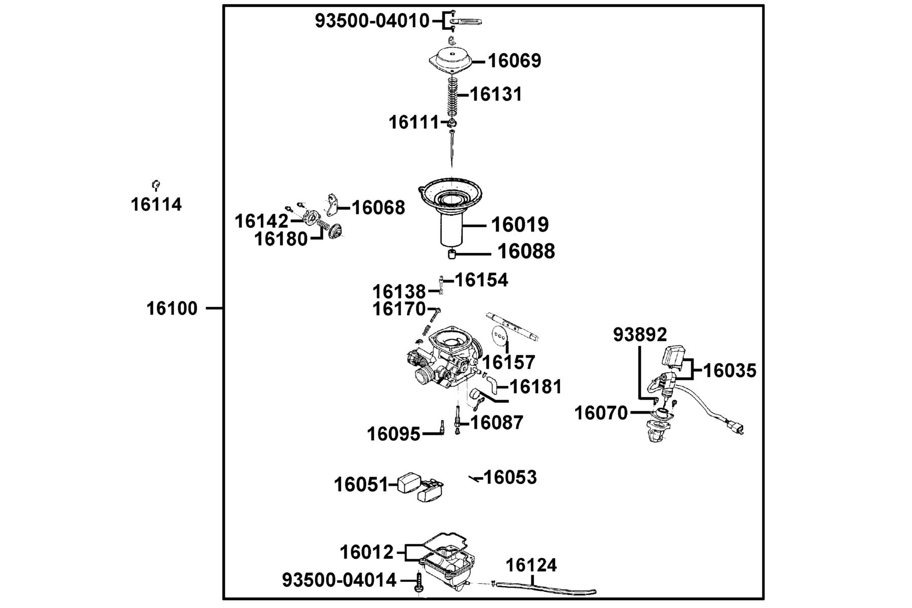 SUPER 8 150X (2022) Carburetor parts diagram
