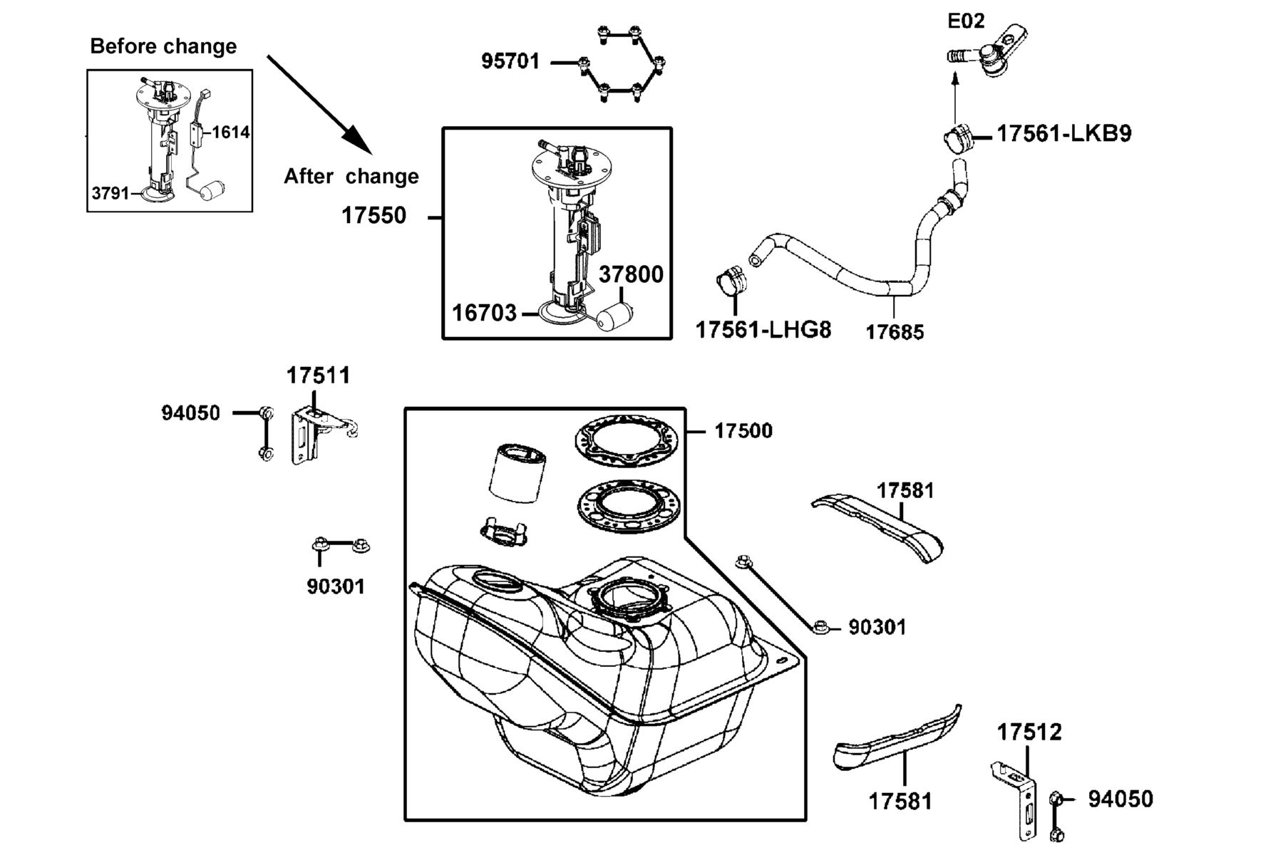 X-TOWN300i ABS (2019) Fuel Tank parts diagram
