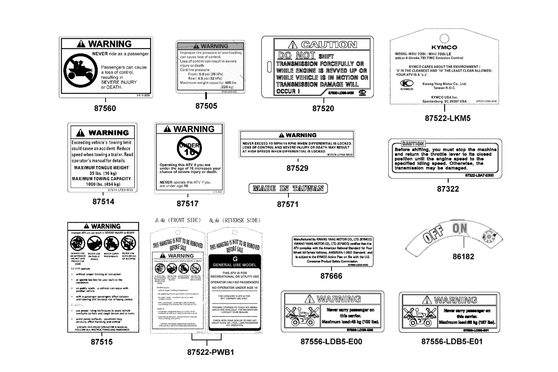 MXU 700i (2016~) Caution Label parts diagram