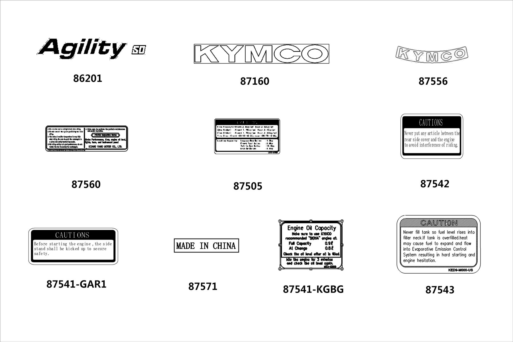 Agility 50 MY2023 Emblem ● Stripe parts diagram