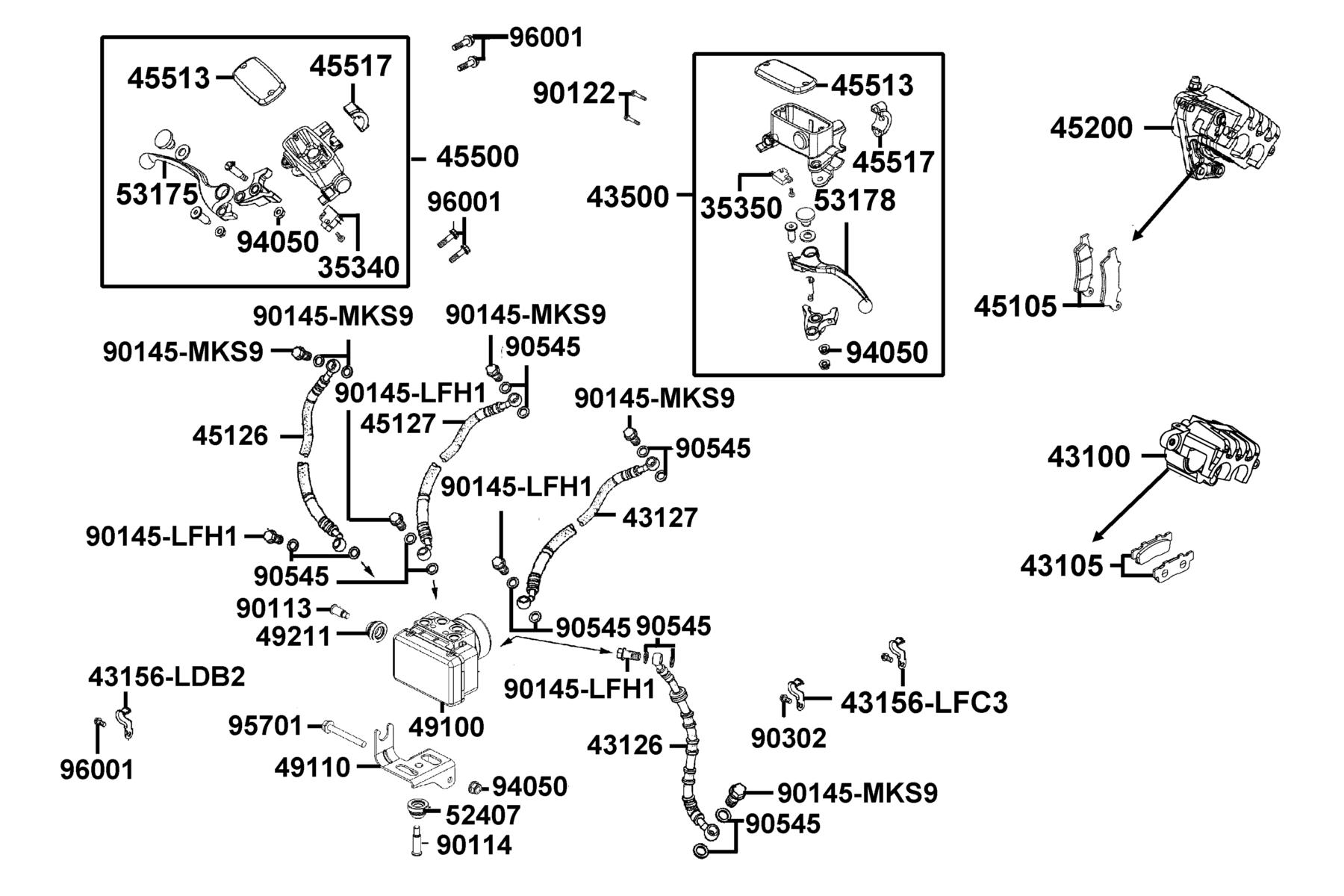 X-Town 300i ABS (2020) Brake Master Cylinder parts diagram