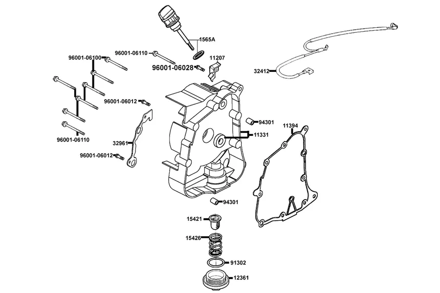 E04 Right Crankcase Cover parts diagram
