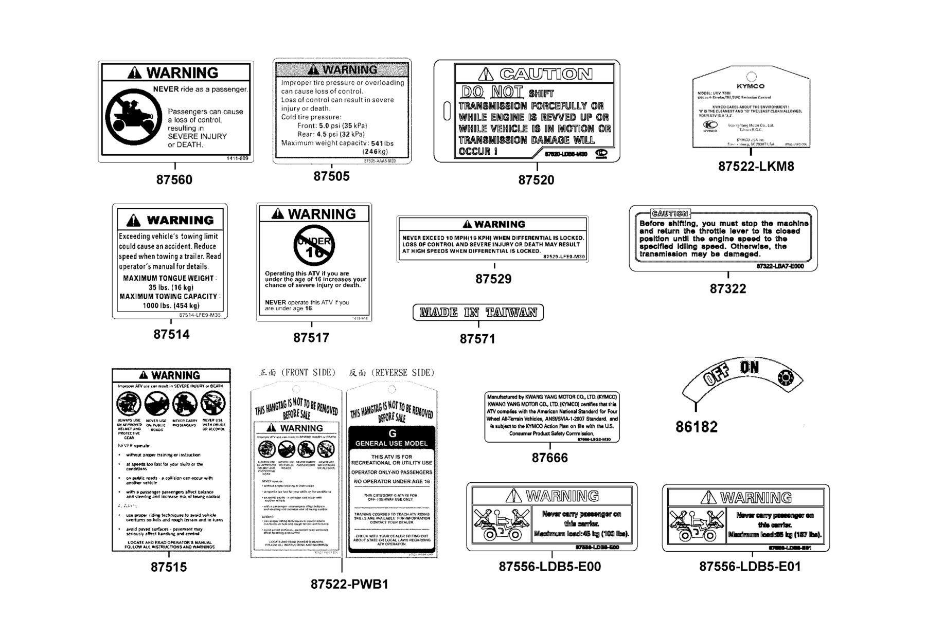 MXU 700i (2017~) Caution Label parts diagram