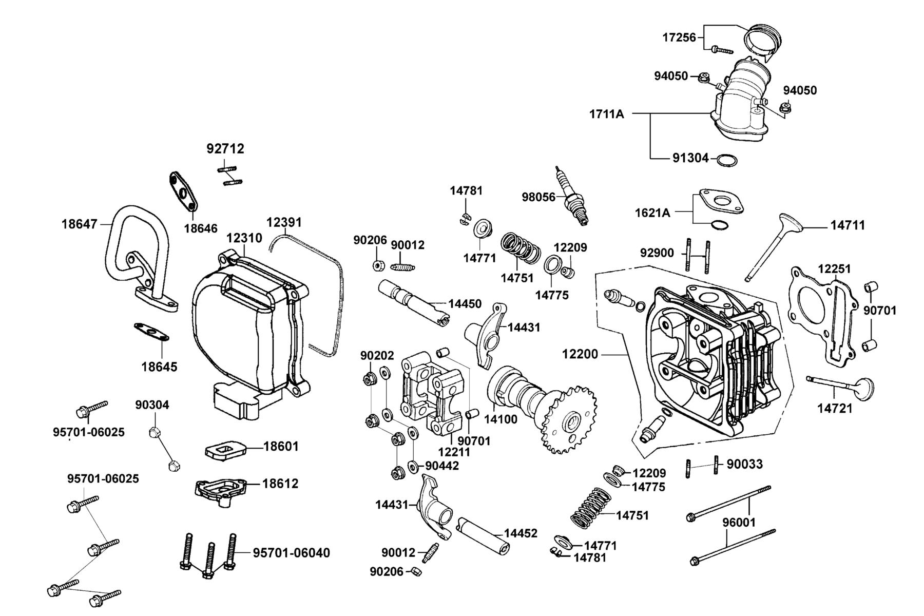 KYMCO SENTO 50 Cylinder Head Cover and Cylinder Head parts diagram
