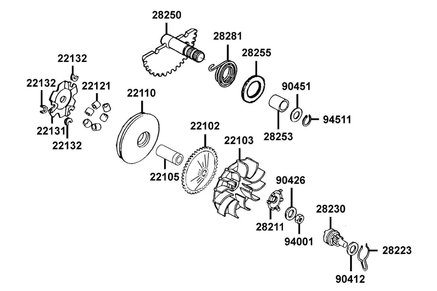 E06 Drive Face parts diagram