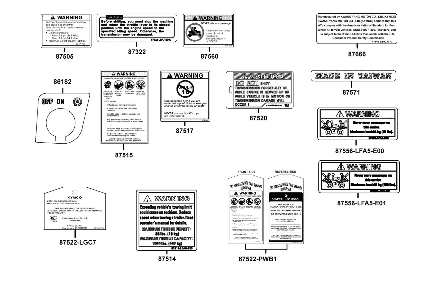 MXU 450i (2017~) Caution Label parts diagram