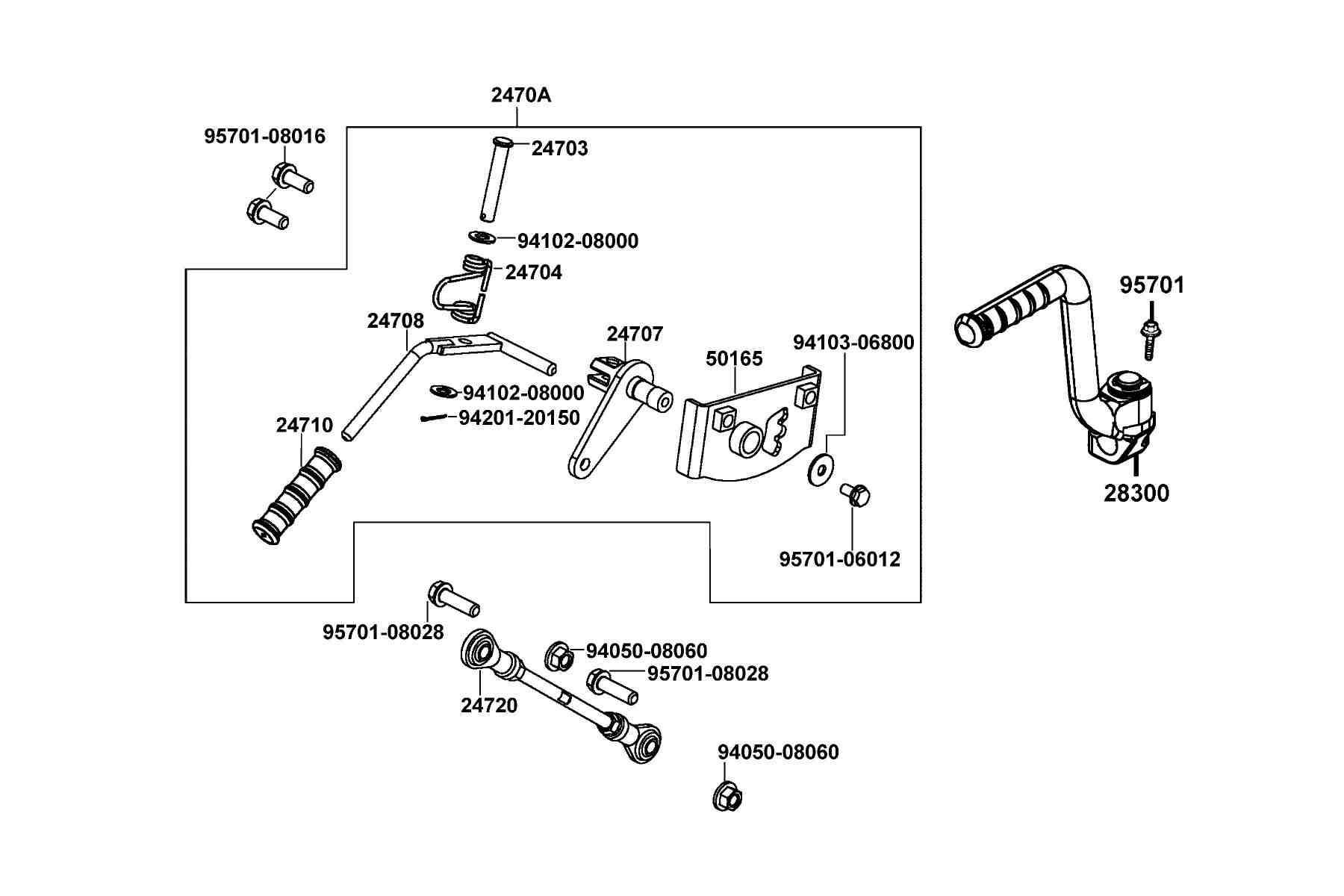KYMCO Mongoose 90 (2010+) Kick Starter Arm parts diagram
