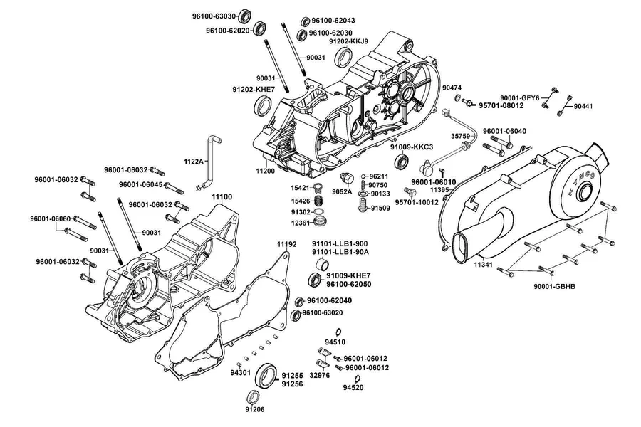 E01 Crank Case parts diagram