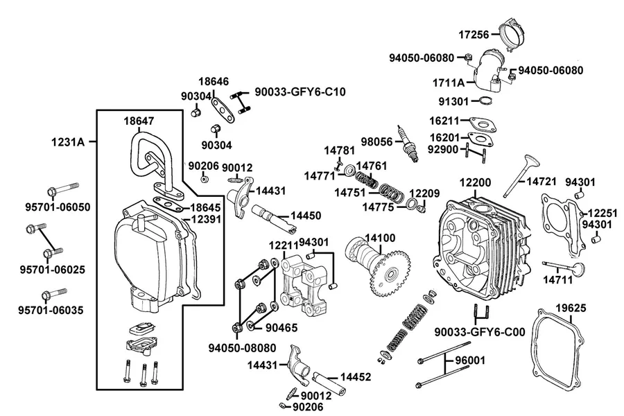 E02 Cylinder Head parts diagram