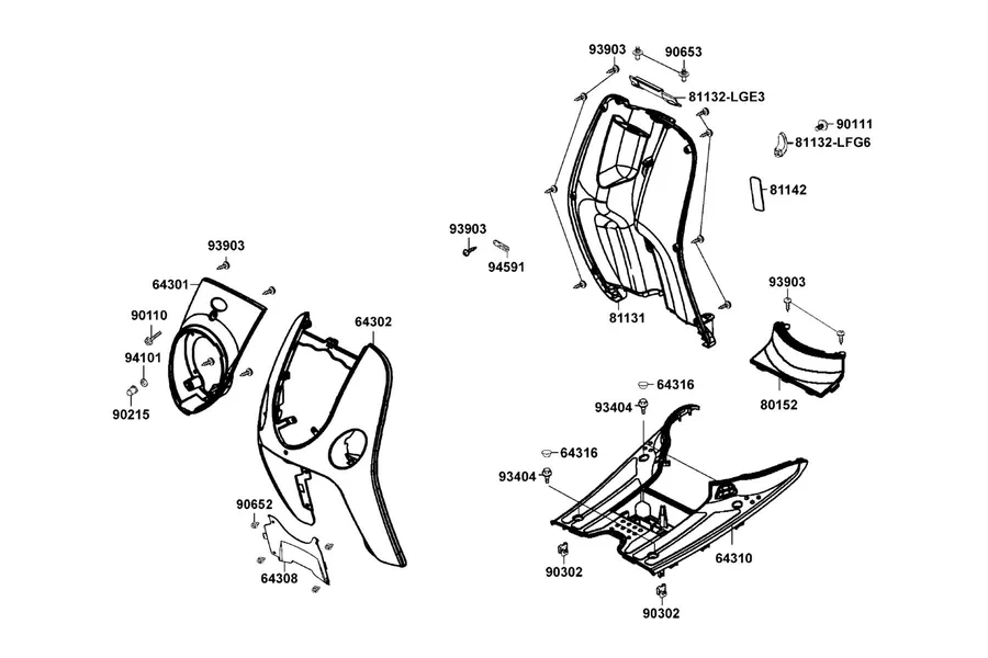 F05 Front Cover and Floor Panel parts diagram